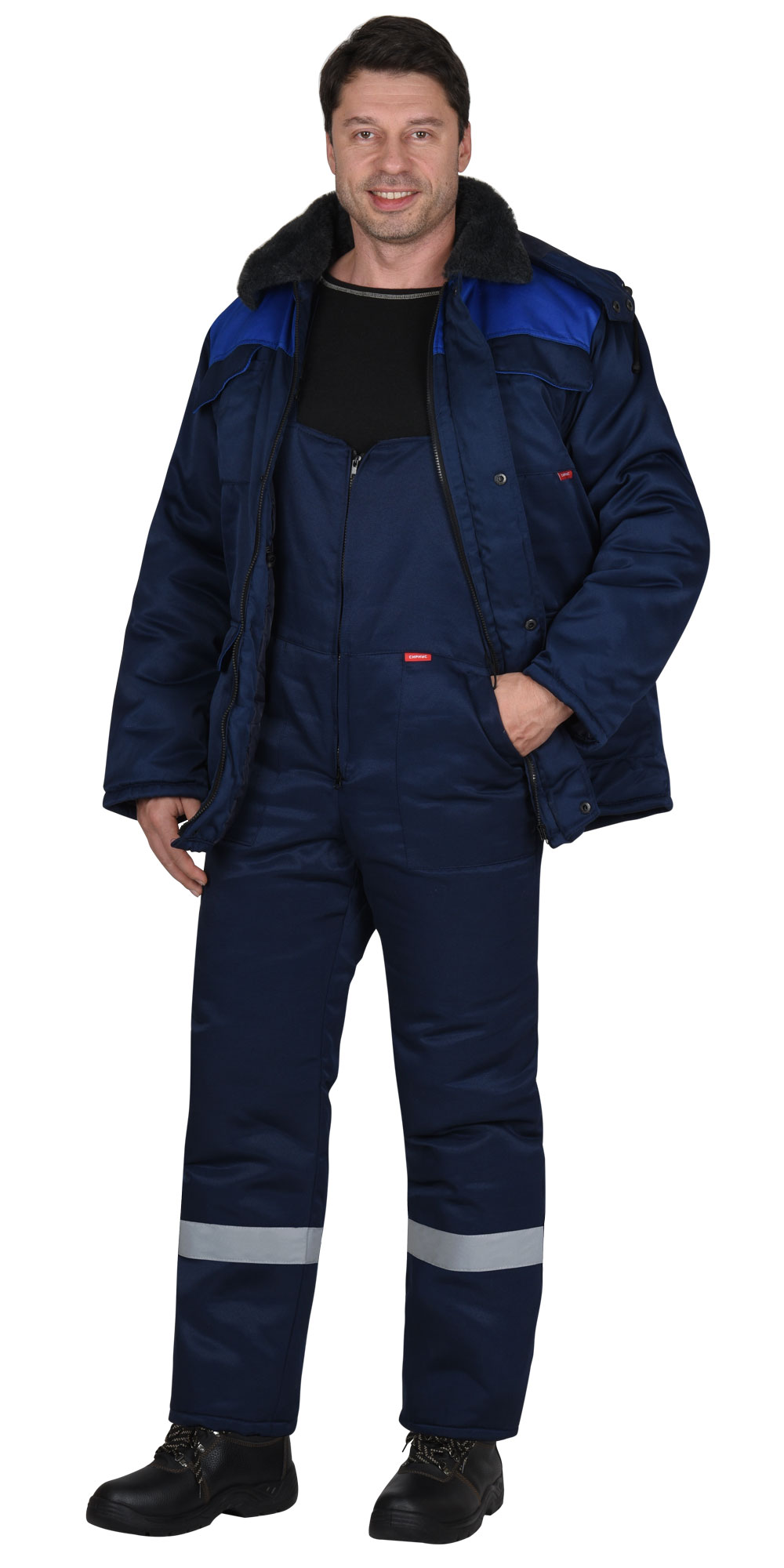 112836 Полукомбинезон зимний универсальный (смесовая) тёмно-синий с СОП тк. Гретта (ЧЗ)