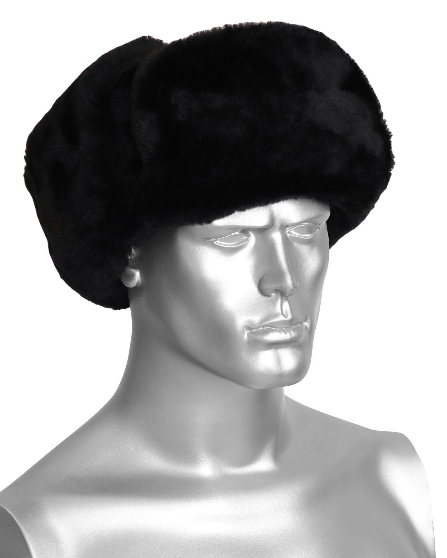 02752 Шапка-ушанка (мутон искусственный) чёрная