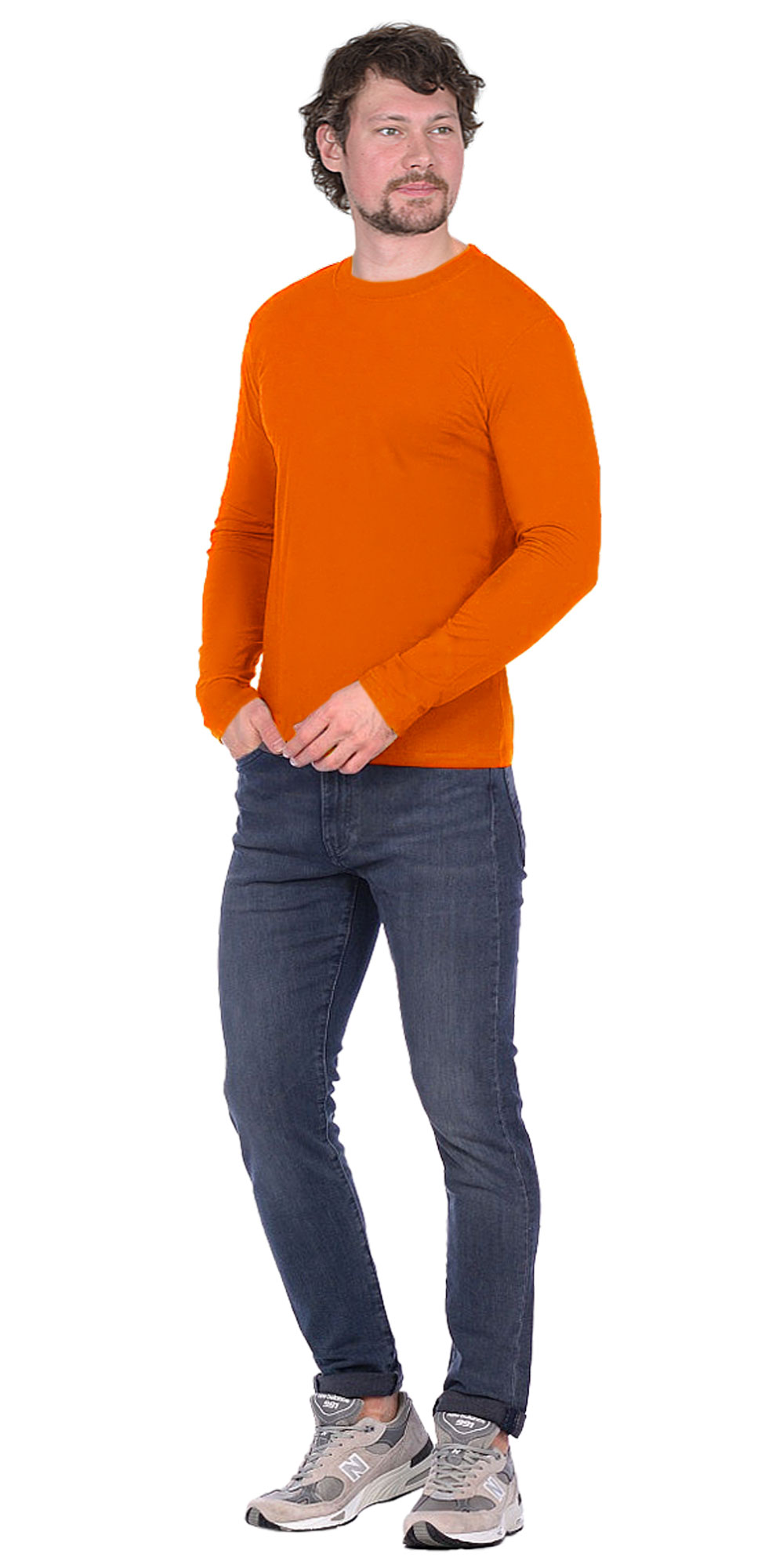 03918 Футболка длинные рукава оранжевая 160г/м2