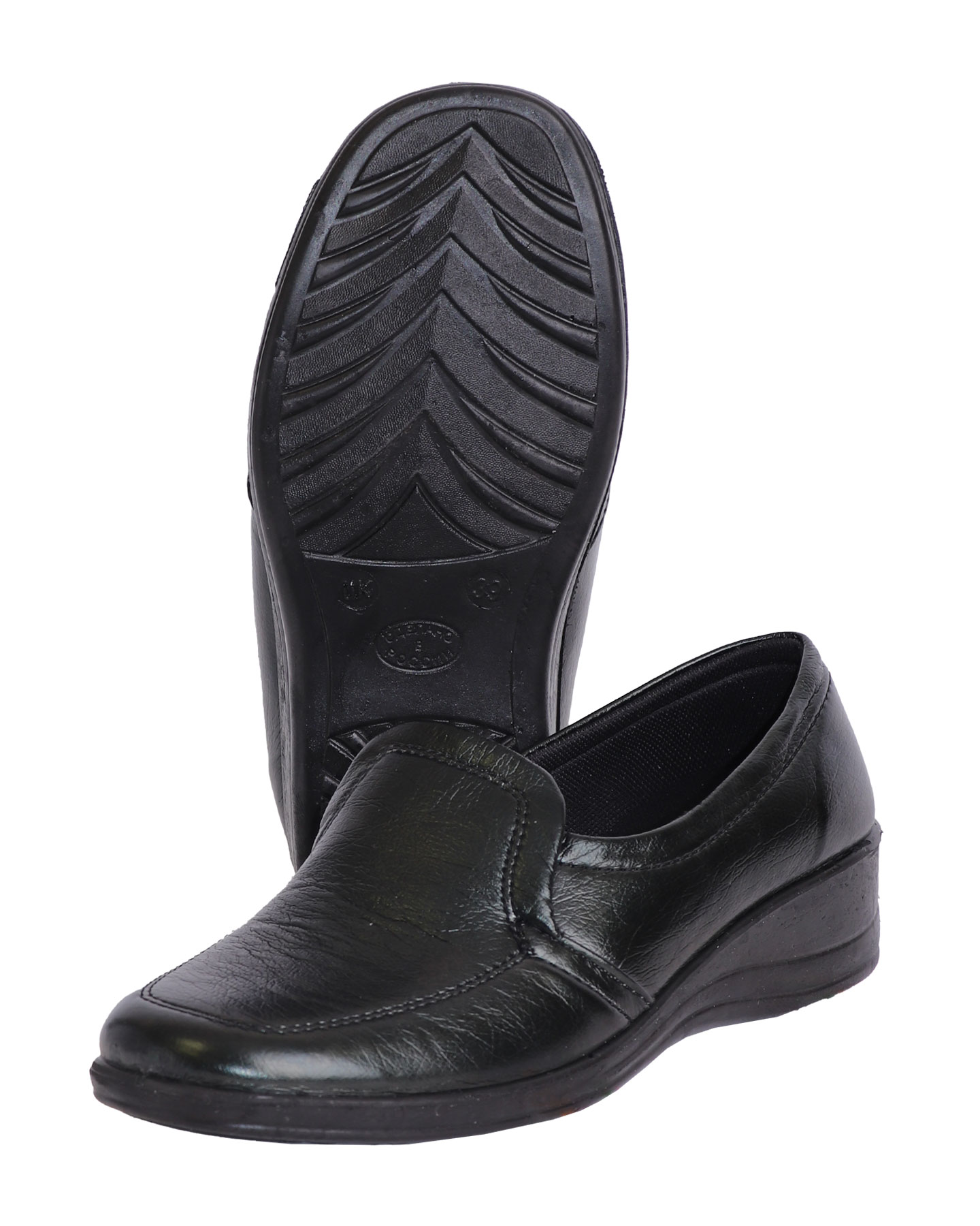 106435 Туфли женские на резинке  черные иск. кожа