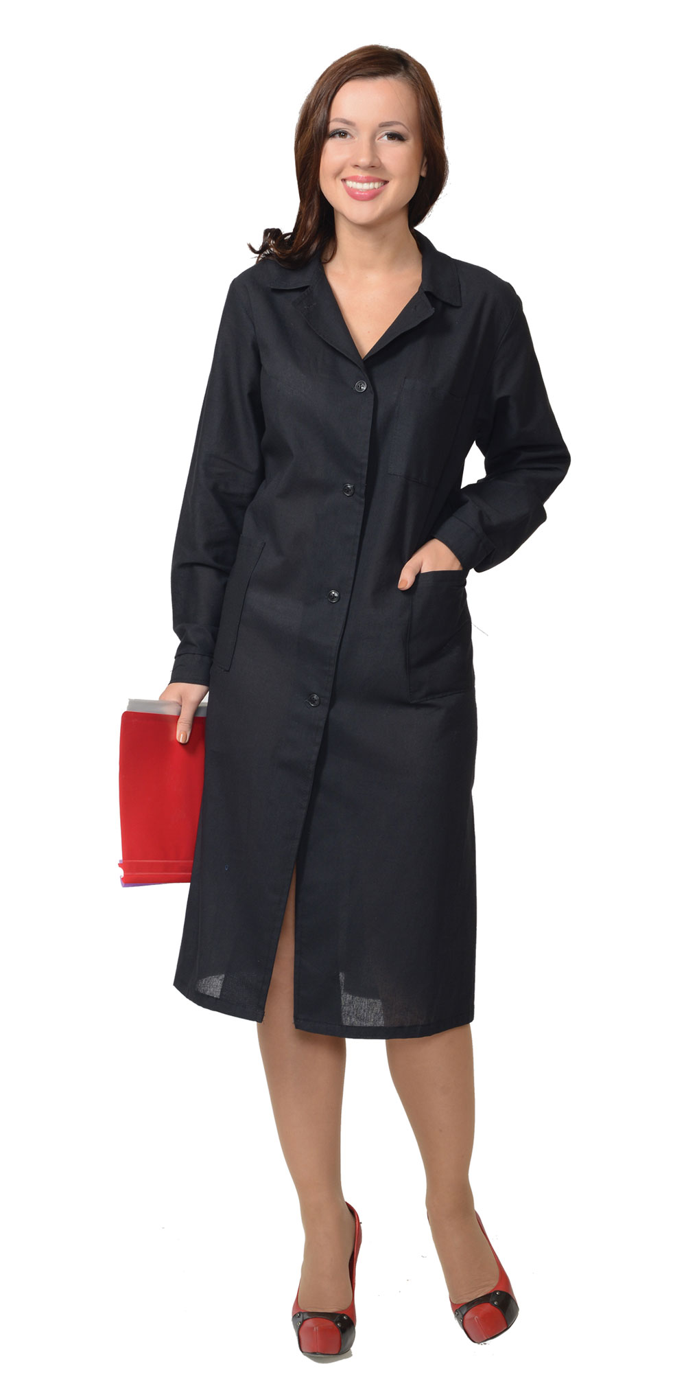 01573 Халат х/б бязь, женский тёмный (ЧЗ)