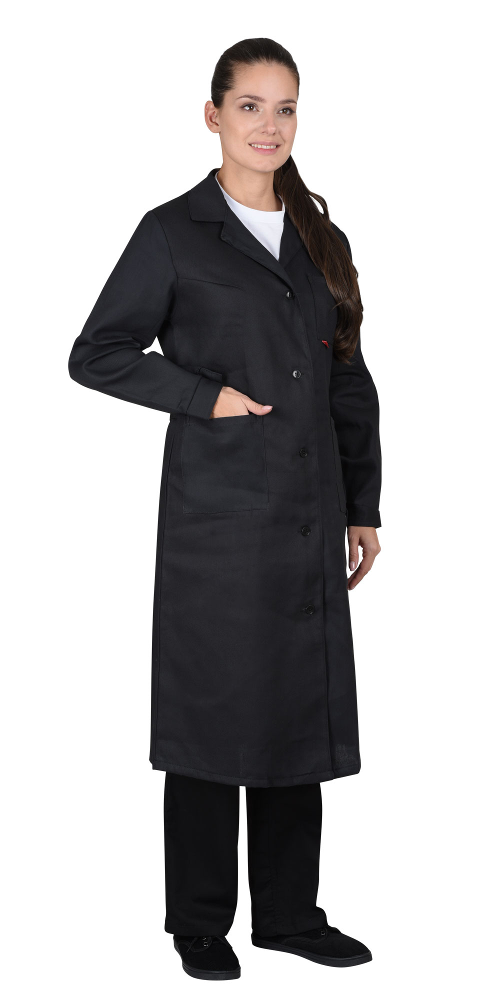 01597 Халат х/б диагональ, женский тёмный (ЧЗ)