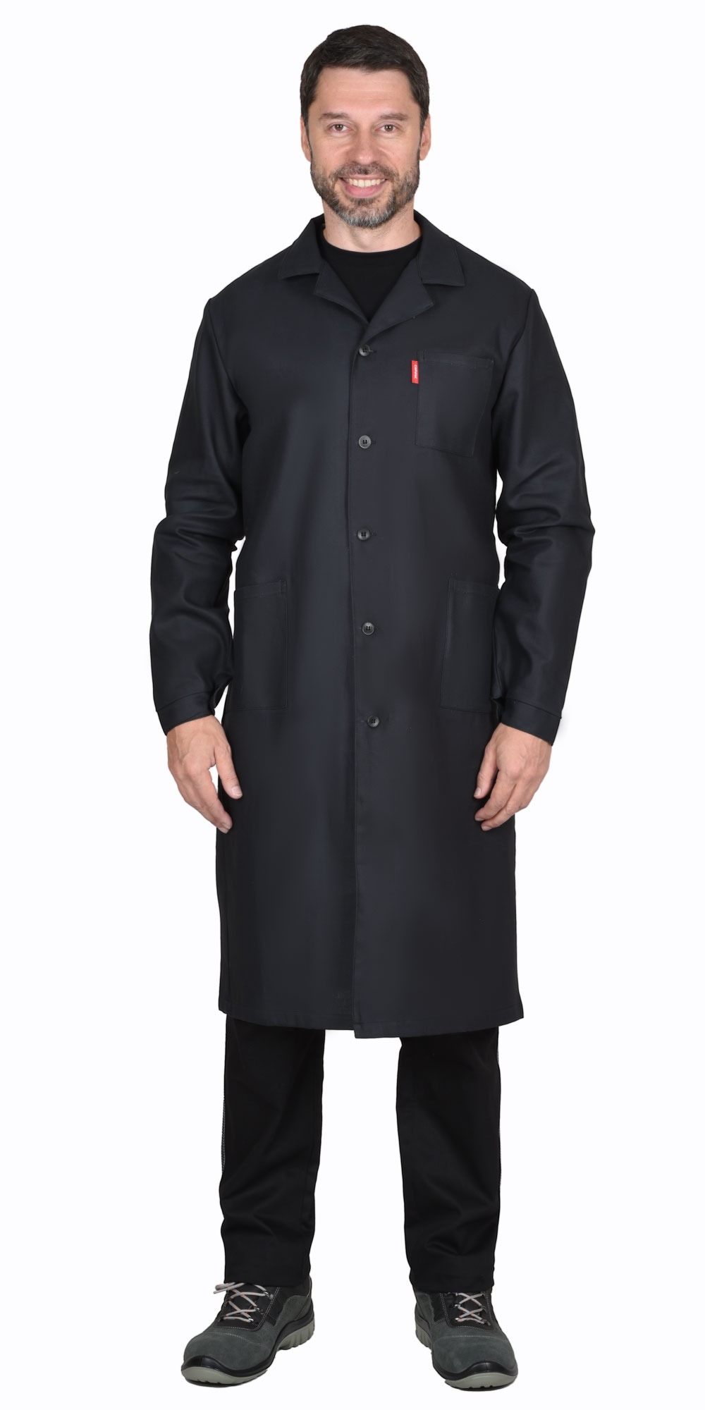 01599 Халат х/б диагональ, мужской тёмный (ЧЗ)