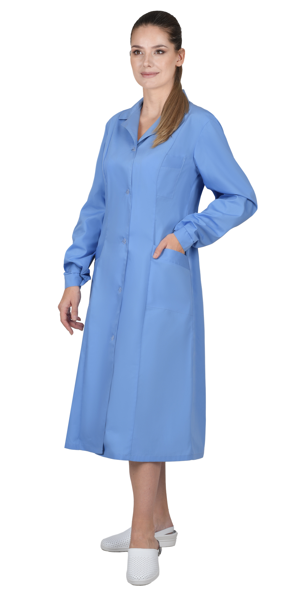 04072 Халат женский с рельефами голубой СТ (ЧЗ)