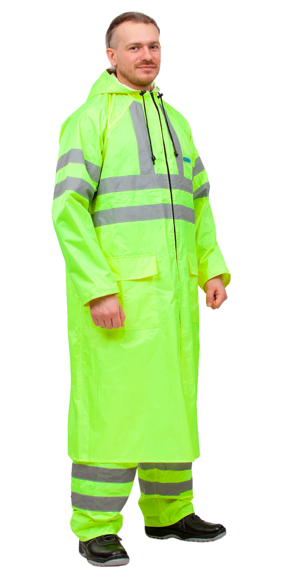 130095 Плащ влагозащитный сигнальный с СОП ExtraVision WPL (225 гр/м2) лимонный (ЧЗ)