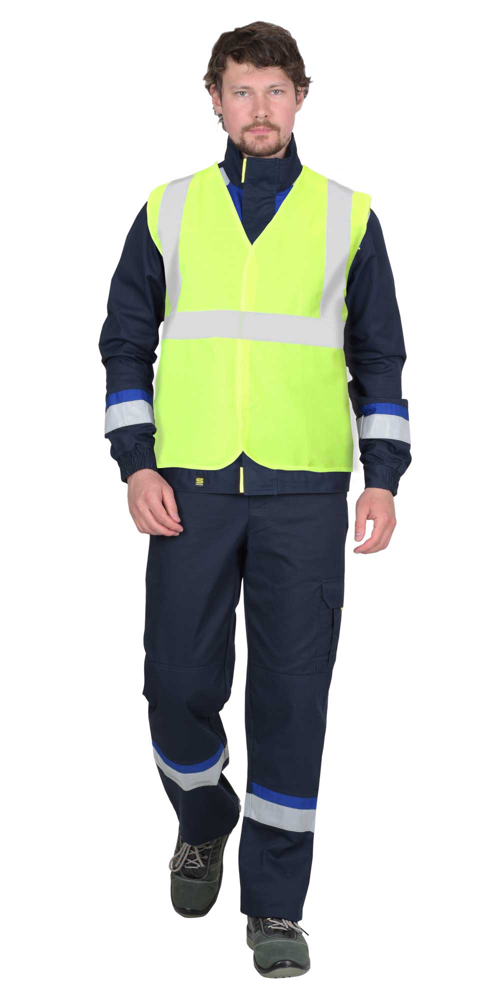 136198 Жилет сигнальный SIRIUS кл.1, 3 СОП (трик.100 гр/м2) лимонный (ЧЗ)