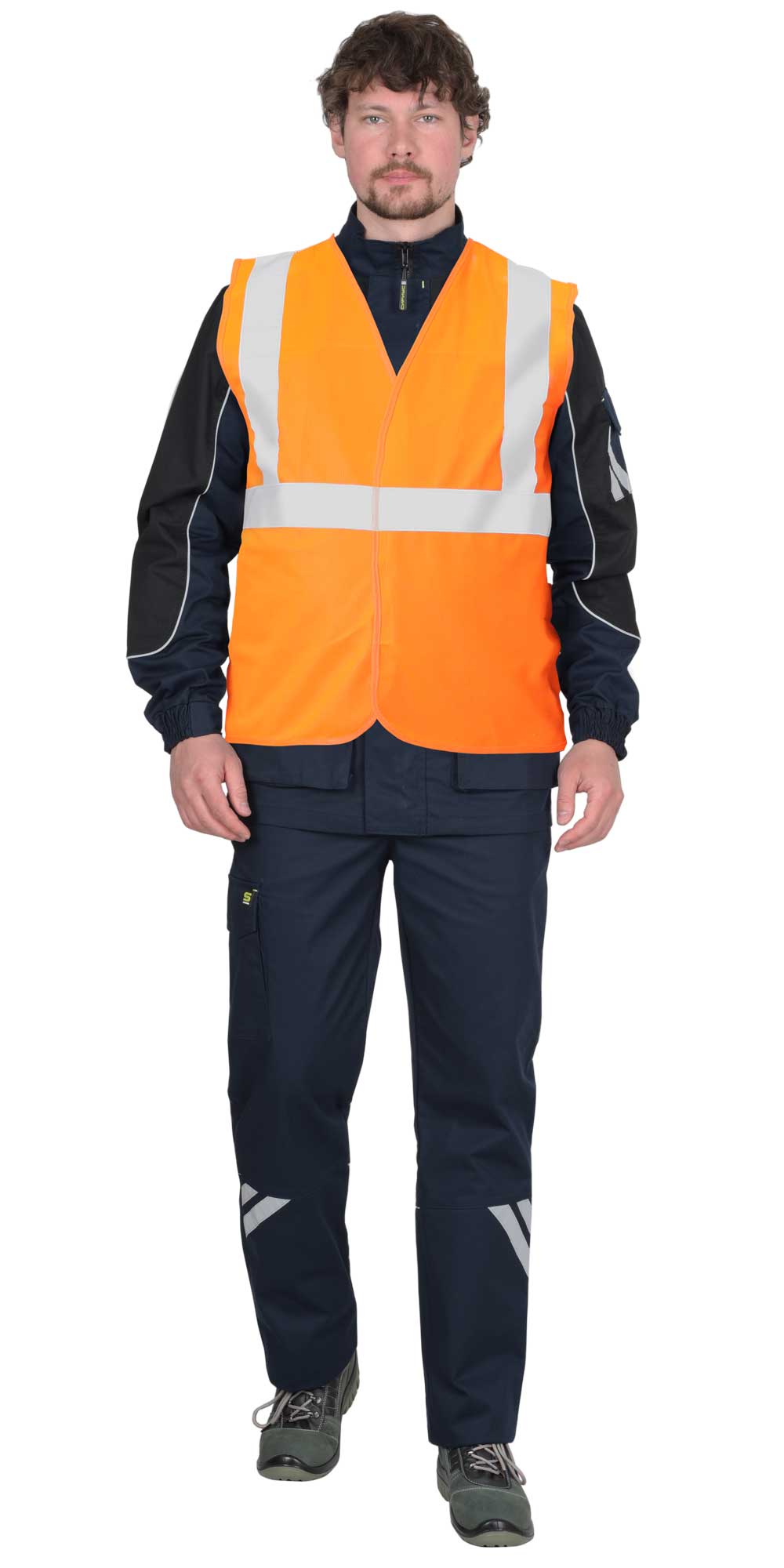 136204 Жилет сигнальный SIRIUS кл.1, 3 СОП (трик.100 гр/м2) оранжевый (ЧЗ)