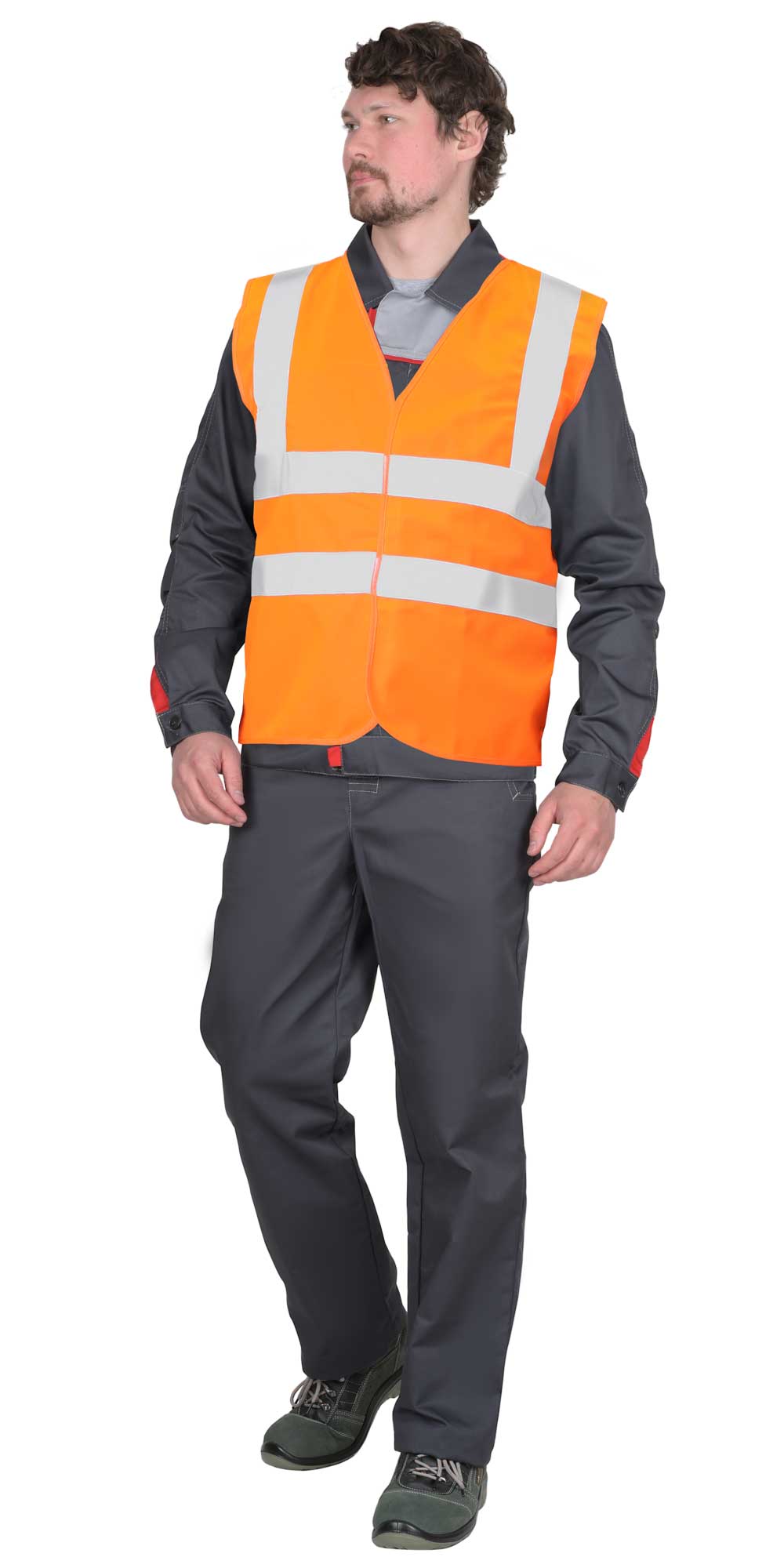 136222 Жилет сигнальный SIRIUS кл.1, 4 СОП (трик.100 гр/м2) оранжевый (ЧЗ)