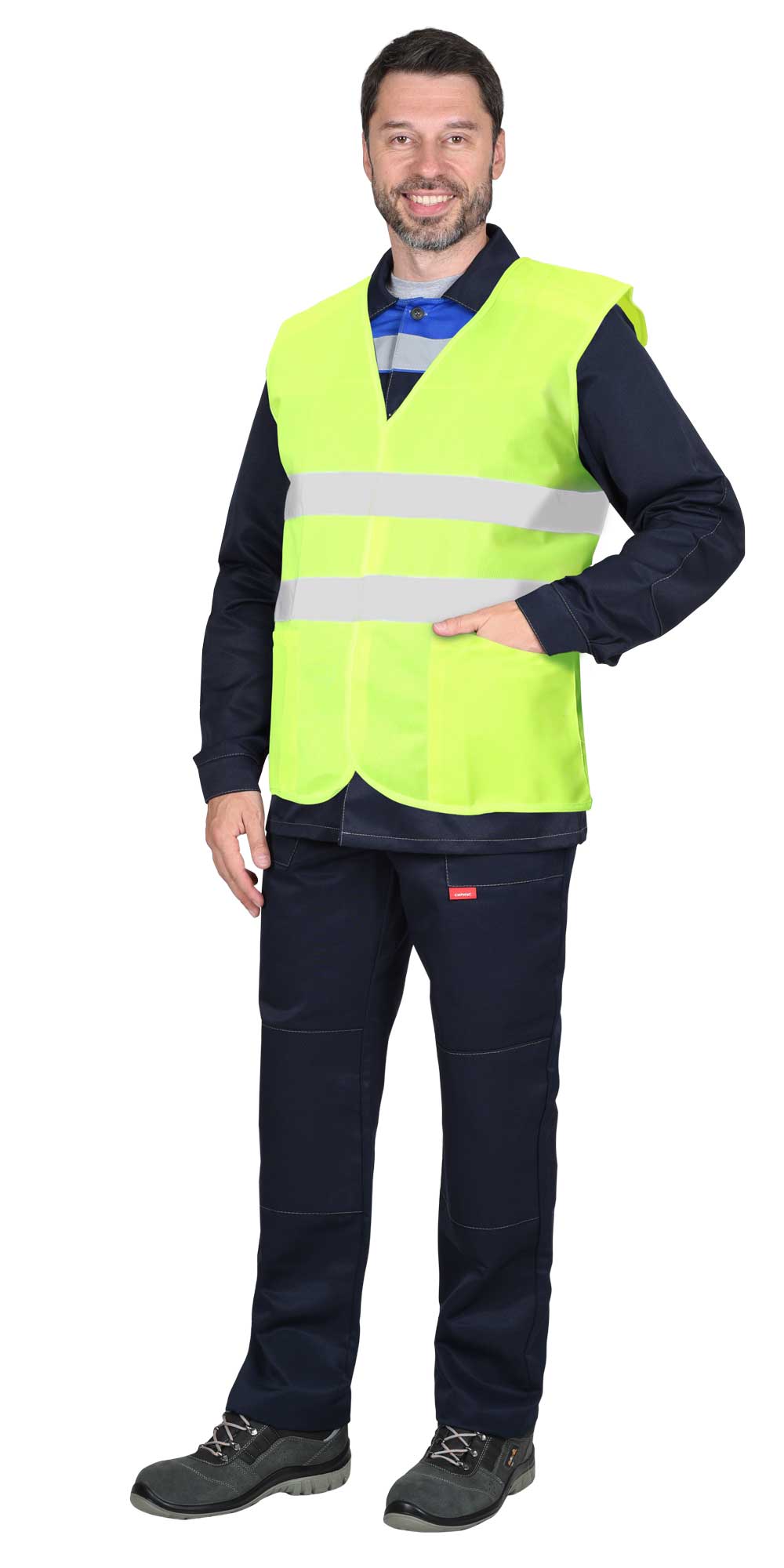 136227 Жилет сигнальный SIRIUS кл.2, 2 СОП (трик.120 гр/м2, карманы) лимонный (ЧЗ)